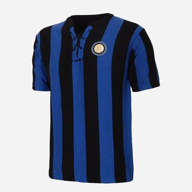 FC Internazionale 1958–59 retro football shirt front view with classic black and blue stripes