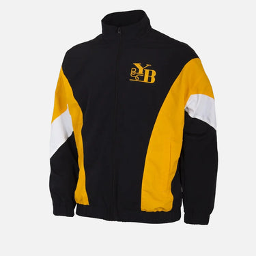 Black and yellow jacket with a logo on a white background