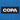 Embroidery detail of the COPA logo patch on the blue cuff of the beanie