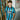FC Internazionale 1993 - 94 Retro Football Shirt Blue & Black Lifestyle worn by a model in a vibrant indoor setting.