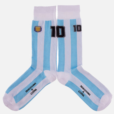 casual blue white socks football team argentine with number 10