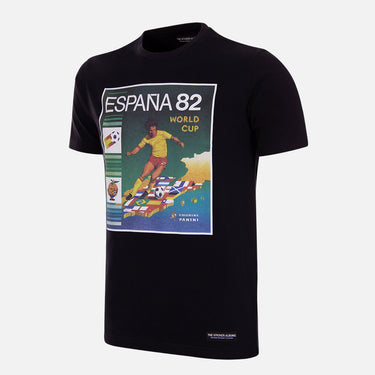 Panini FIFA Spain 1982 World Cup T-shirt, black with a front print featuring the official sticker album cover from the tournament.