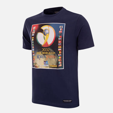 Panini FIFA South Korea Japan 2002 World Cup T-shirt, navy blue with a front print featuring the official Panini sticker album cover.