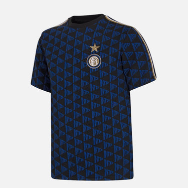 FC Internazionale all over T-shirt in black and blue with geometric pattern front view
