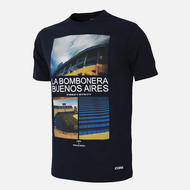 Image of a navy blue T-shirt with La Bombonera Buenos Aires print on the front