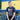Man wearing the T-shirt in front of a yellow and blue background inspired by the stadium