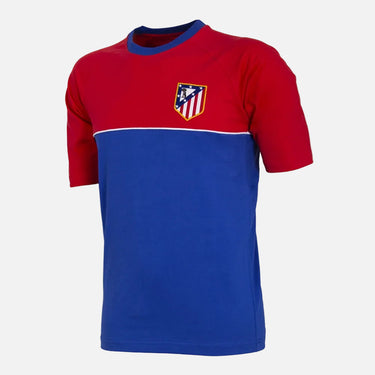 Atlético de Madrid color block T-shirt in red blue and white front view