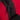 Detail of red fabric and black zipper construction.