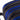 Close-up of the zipper detail stitched into blue and black recycled fabric
