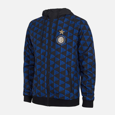 FC Internazionale all over windbreaker in black and blue with geometric pattern front view