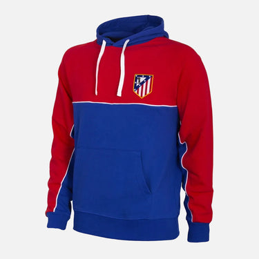 Atlético de Madrid color block hooded sweater in red blue and white front view