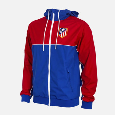 Atlético de Madrid color block windbreaker in red blue and white front view