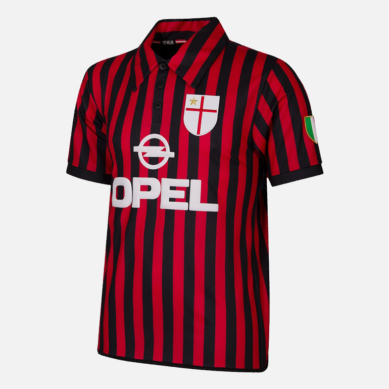 JAKO Maglia Calcio Milan | Uomo | A Righe, Tessuto Funzionale Interlock | Taglie S-XXL