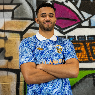 Port Vale FC 1991–92 away shirt worn by model lifestyle shot
