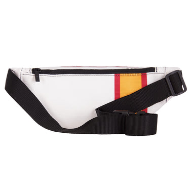 Side view of the Recycled Fanny Pack showing the black adjustable strap.