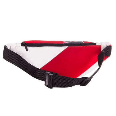 Side view of the Recycled Fanny Pack showing the black adjustable strap.