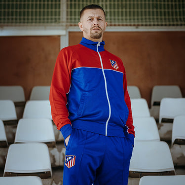Atlético de Madrid color block pants worn by model lifestyle shot

