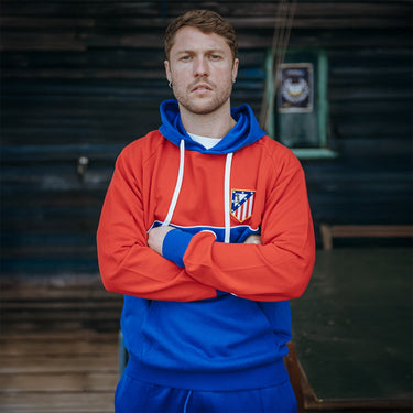 Atlético de Madrid color block hooded sweater worn by model lifestyle shot