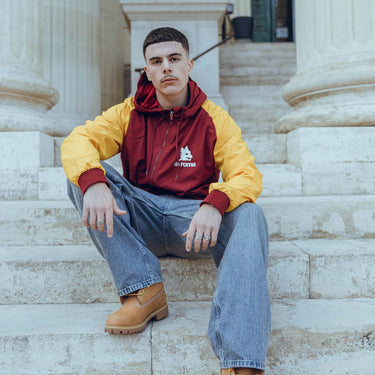 model wearing the AS Roma 1987 - 89 Retro Football Windrunner