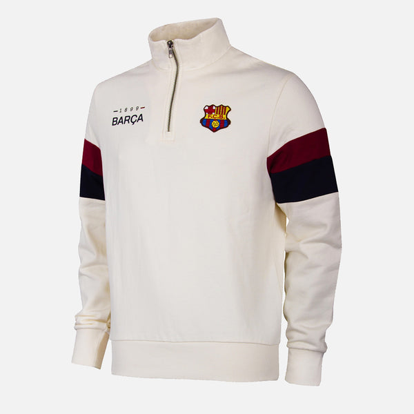 FC Barcelona 1899 Ecru Half Zip Sweater | Shop Online – COPA